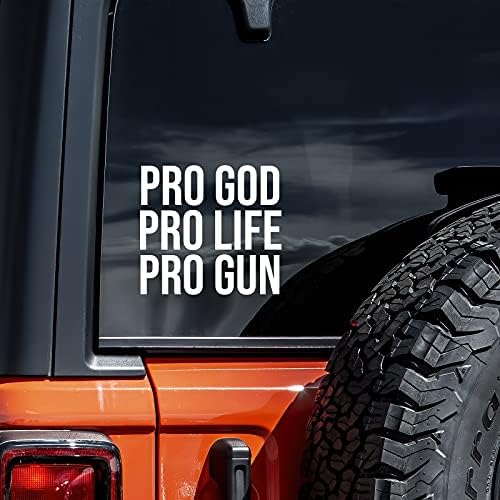 Pro God Pro Life Pro Gun מדבקות ויניל מדבקת מכונית אוטומטית מכונית קיר מחשב נייד | לבן | 5.5 x 5